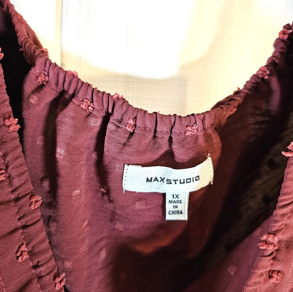 2/$20 Max Studio 1X Ruffled Trim Top - Picture 3 of 8